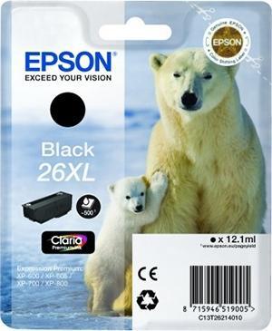 EPSON TINTA NEGRO CLARIA PREMIUM XP 510 520 600 605 610 615 620 625 700 710 720 800 810 820 - 26XL ALTA CAPACIDAD