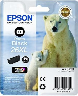 EPSON TINTA NEGRO FHOTO CLARIA PREMIUM XP 510 520 600 605 610 615 620 625 700 710 720 800 810 820 - 26XL ALTA CAPACIDAD