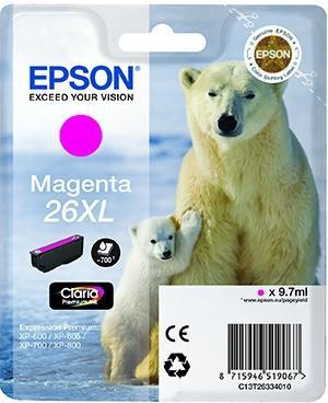 EPSON TINTA MAGENTA CLARIA PREMIUM XP 510 520 600 605 610 615 620 625 700 710 720 800 810 820 - 26XL ALTA CAPACIDAD