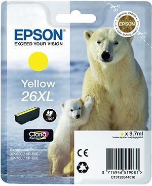 EPSON TINTA AMARILLO CLARIA PREMIUM XP 510 520 600 605 610 615 620 625 700 710 720 800 810 820 - 26XL ALTA CAPACIDAD