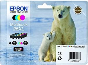 EPSON MULTIPACK BK/C/M/Y CLARIA PREMIUM XP 510 520 600 605 610 615 620 625 700 710 720 800 810 820 - 26XL ALTA CAPACIDAD