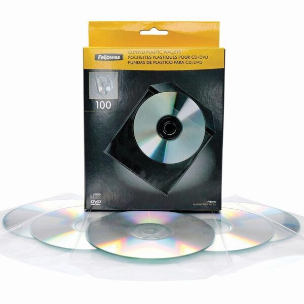 FELLOWES PACK DE 100 SOBRES PLÁSTICO CDS TRANSPARENTES