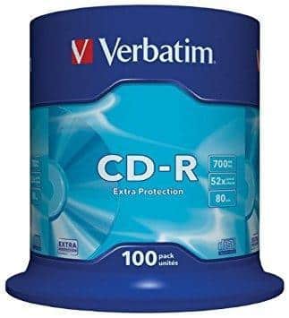 VERBATIM CD-R, 700MB, 52X, 100 PACK SPINDLE, SUPERFICIE EXTRA PROTECTION