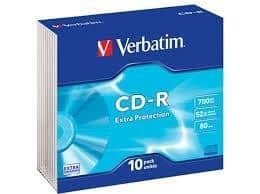 VERBATIM CD-R, 700MB, 52X, 10 PACK SLIM CASE, SUPERFICIE EXTRA PROTECTION
