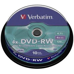 VERBATIM DVD-RW 4.7GB 4X (TARRINA 10 UNIDADES)