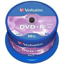 VERBATIM DVD+R, 4.7GB, 16X, 50 PACK SPINDLE, SUPERFICIE MATT SILVER