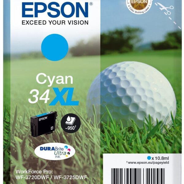 EPSON CARTUCHOS DE TINTA CIAN DURABRITE  ULTRA INK, 34XL, EMBALAJE INDIVIDUAL, 1 X 10,8 ML