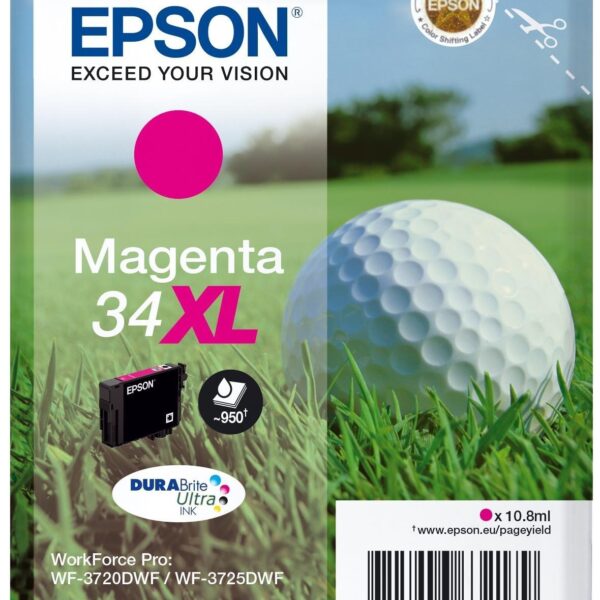 EPSON CARTUCHOS DE TINTA MAGENTA DURABRITE  ULTRA INK, 34XL, EMBALAJE INDIVIDUAL, 1 X 10,8 ML