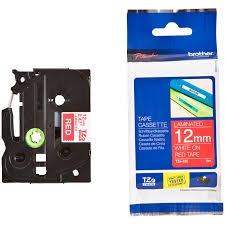 BROTHER CINTA ROTULADORA LAMINADA TEXTO BLANCO SOBRE ROJO - 12MMX8M