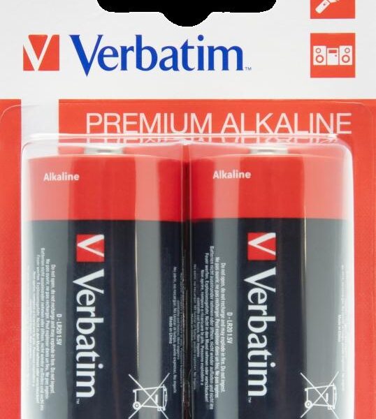 VERBATIM PILAS ALCALINAS D - LR20 - PACK 2 UDS