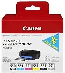 CANON TINTA MULTIPACKPACK PGBK+C/M/Y/BK/GY PIXMA IP 7240/7250 - PGI 550 + CLI 551 (PACK 6 COLORES)