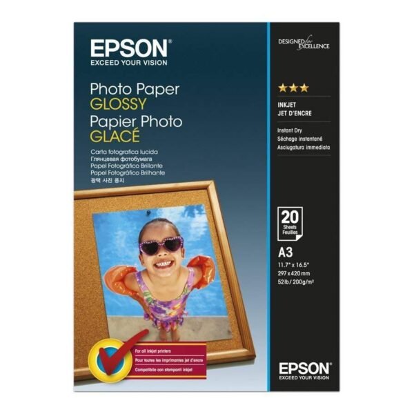 EPSON PAPEL PHOTO GLOSSY A3 20 HOJAS 200 GRS
