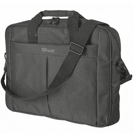 TRUST PRIMO, MALETÍN  COLOR NEGRO PARA PORTATIL DE HASTA 16'' COMPARTIMENTO PRINCIPAL ACOLCHADO Y CORREA PARA EL HOMBRO AJUSTABLE