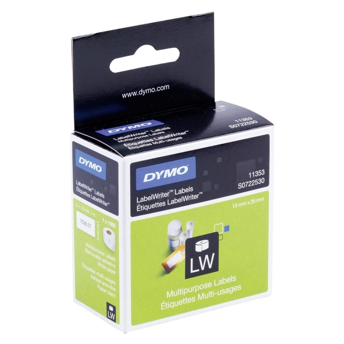ARC_28164.jpg DYMO ETIQUETAS DE TRANSFERENCIA TERMICA LABEL WRITER 11353, NEGRA SOBRE FONDO BLANCO,13X25 MM, ETIQUETAS MULTIUSOS AUTOADHESIVAS. ROLLO DE 1.000 UD. - Imagen 1