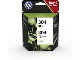 HP TINTA NEGRO + TRICOLOR (C/M/Y) DESKJET 3720 COMBO - Nº304 (PACK 4 COLORES)