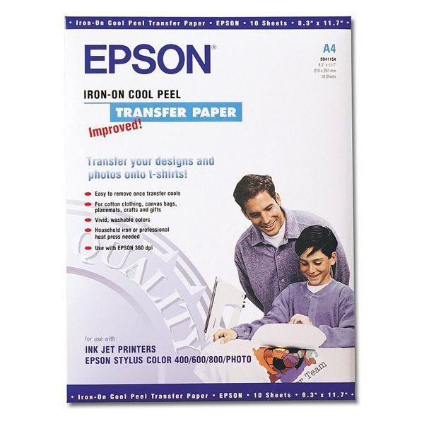 EPSON PAPEL TRANSFER IRON-ON COOL PEEL, TRANSFERENCIA SOBRE TELA A4, 10 HOJAS DE 124G.