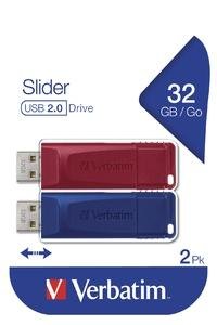VERBATIM PENDRIVE SLIDER 32GB USB 2.0 -MULTIPACK 2U-