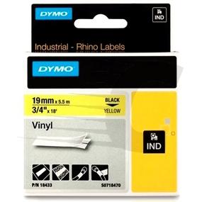 DYMO RHINO CINTA DE ETIQUETAS INDUSTRIAL ADHESIVA ID1-19 - NEGRO SOBRE AMARILLO - 19MMX5´5M NYLON FLEXIBLE (S0718470)