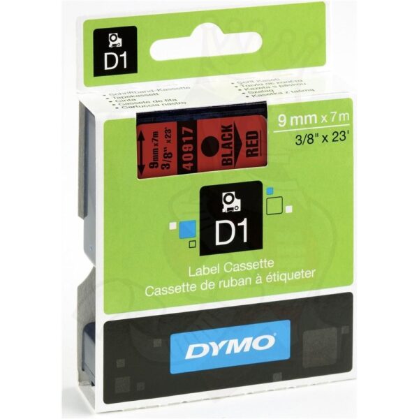 DYMO CINTA DE TRANSFERENCIA TERMICA D1 40917, NEGRO SOBRE ROJO DE 9M, DE PLÁSTICO