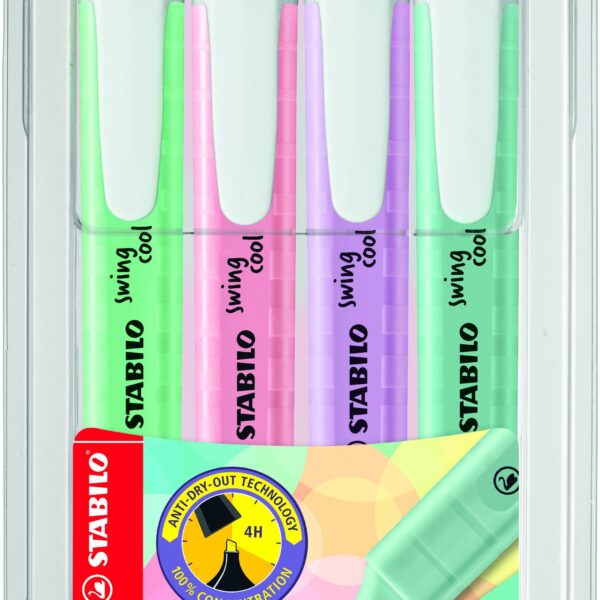 STABILO MARCADOR FLUORESCENTE SWING COOL PASTEL C/SURTIDOS BLÍSTER 4 UD