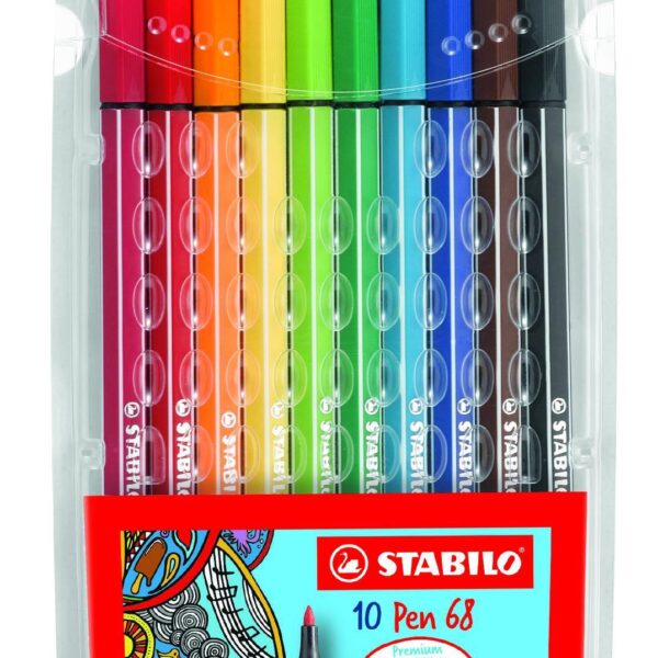 STABILO ROTULADORES PEN 68 C/SURTIDOS ESTUCHE PLÁSTICO 10 UD