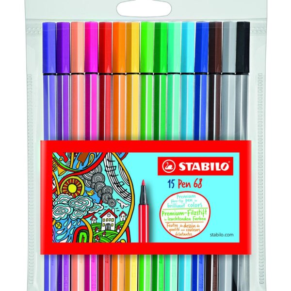 STABILO ROTULADORES PEN 68 C/SURTIDOS ESTUCHE 15 UD