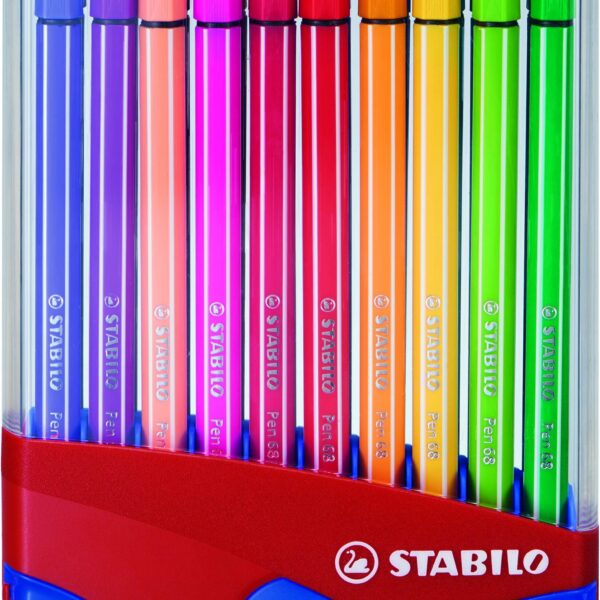 STABILO ROTULADOR PEN 68 COLORES SURTIDOS ESTUCHE PARADE ROJO 20 UD