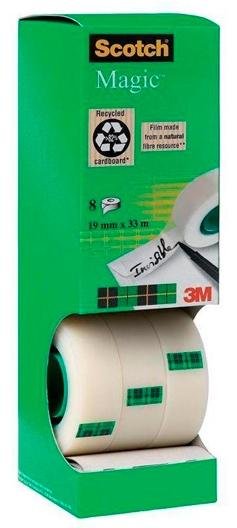 SCOTCH CINTA ADHESIVA INVISIBLE MAGIC ROLLO 19MM X 33M CAJA 8U