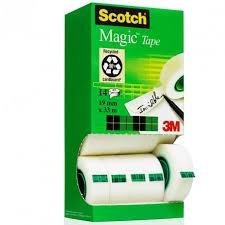 SCOTCH CINTA ADHESIVA INVISIBLE MAGIC ROLLO 19MM X 33M CAJA 12+2UD