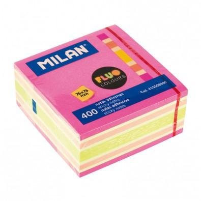 MILAN CUBO DE NOTAS ADHESIVAS 400 HOJAS 76X76 COLORES SURTIDOS FLUOR