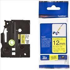 BROTHER CINTA ROTULADORA LAMINADA FLEXIBLE TEXTO NEGRO SOBRE AMARILLO - 12MMX8M