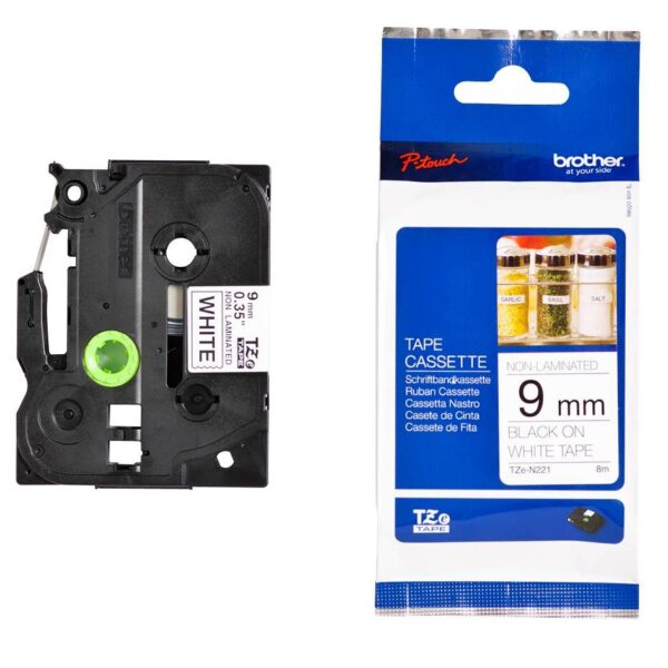 BROTHER CINTA ROTULADORA NO LAMINADA TEXTO NEGRO SOBRE BLANCO - 9MMX8M