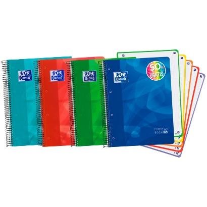 OXFORD CUADERNO LAGOON EUROPEANBOOK 5 MICROPERFORADO 120H (50% GRATIS) A4+ 5X5MM T/PLÁSTICO PACK 5 UD C/SURTIDOS
