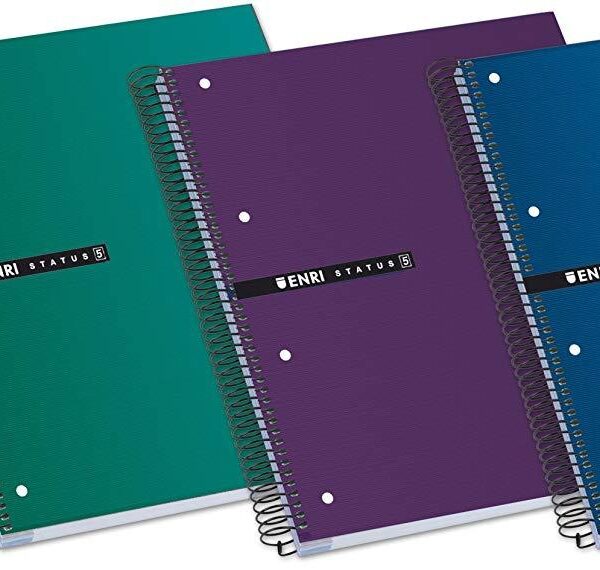ENRI CUADERNO ESPIRAL STATUS MICROPERFORADO 160 HOJAS 5X5 TAPAS EXTRADURAS A4+ COLORES