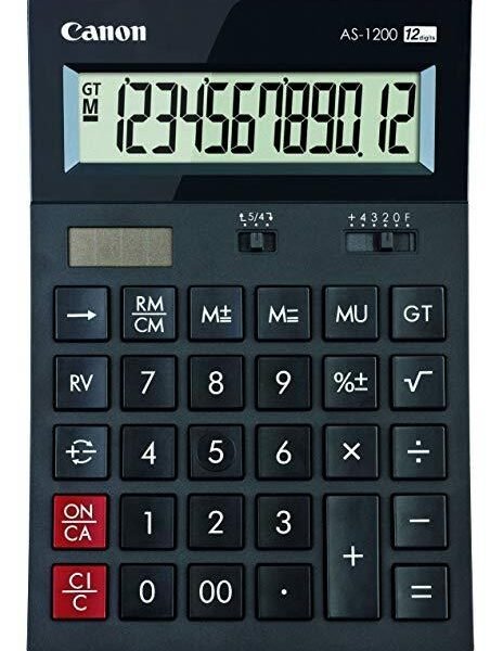 CANON CALCULADORA AS-1200 ALIMENTACION DUAL (SOLAR Y PILAS)