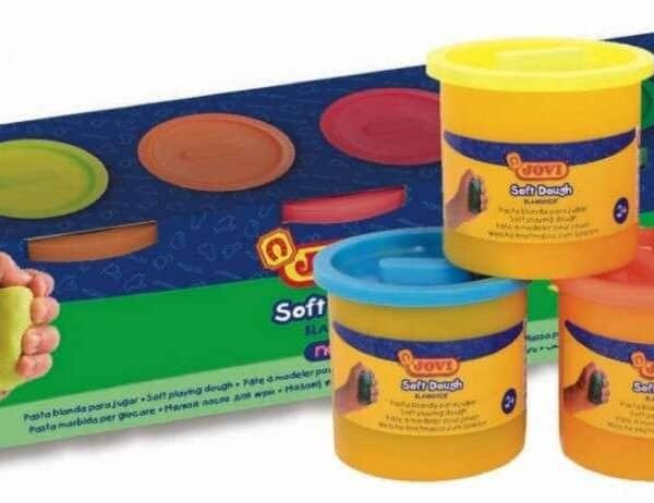 JOVI PLASTILINA BOTE 110GR SOFT DOUGH BLANDIVER COLORES SURTIDOS ESTUCHE 5 UD