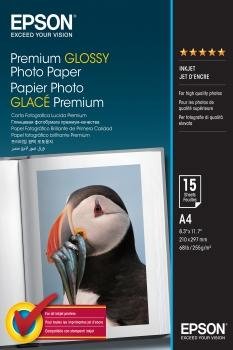 EPSON PAPEL PREMIUM GLOSSY PHOTO 255 GR, A4, 15 HOJAS
