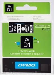 DYMO CINTA DE TRANSFERENCIA TERMICA D1 53721. ETIQUETAS ESTÁNDAR BLANCO SOBRE NEGRO DE 24MMX7M. POLIESTER AUTOADHESIVA. ROTULADORA LABELMANAGER