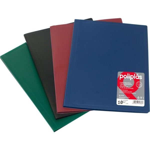GRAFOPLÁS CARPETA POLIPLÁS DE POLIPROPILENO OPACO CON 30 FUNDAS SOLDADAS FOLIO NEGRO