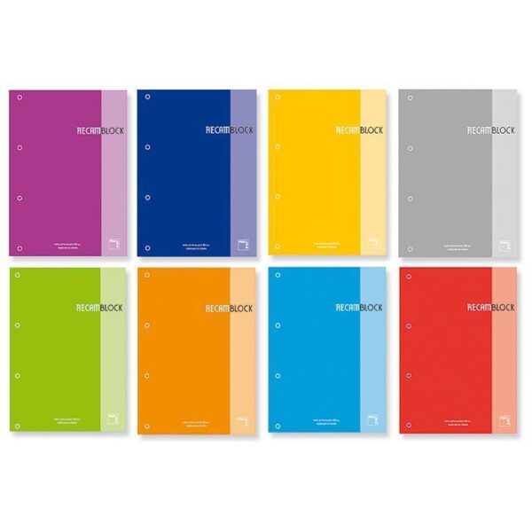 PACSA RECAMBIO 100H A4 ENCOLADO 90GR 5X5 4 TALADROS RECAMBLOCK TURQUESA