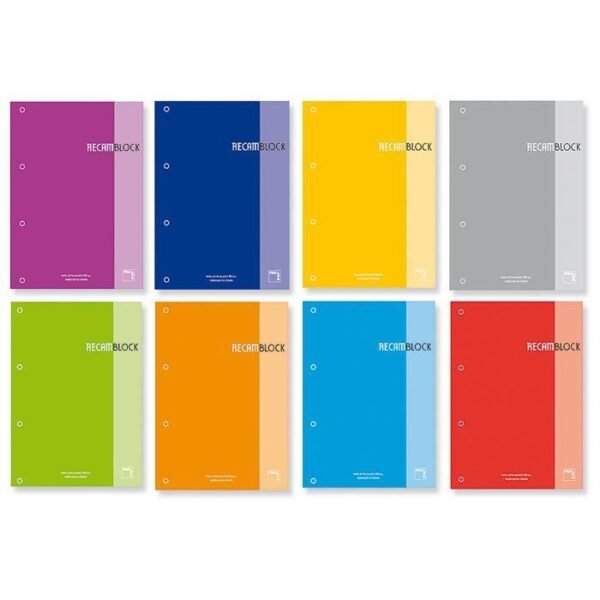 PACSA RECAMBIO 100H A4 ENCOLADO 90GR 5X5 4 TALADROS RECAMBLOCK ROJO