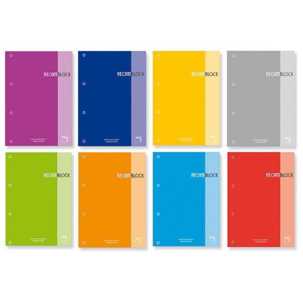 PACSA RECAMBIO 100H A4 ENCOLADO 90GR 5X5 + GRECA 4 TALADROS RECAMBLOCK AMARILLO