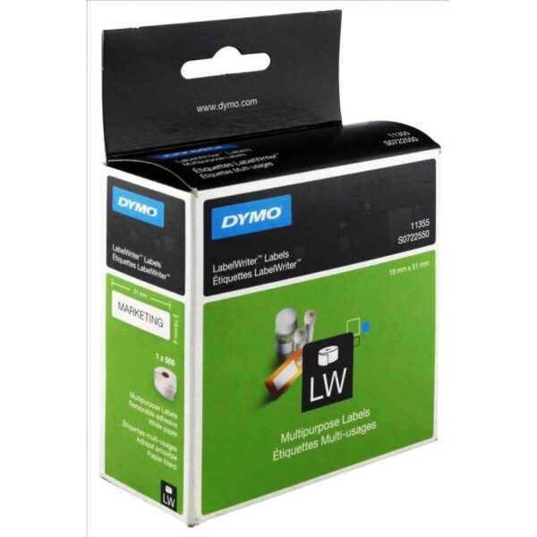 DYMO CINTA DE ETIQUETAS MULTIFUNCIÓN BLANCO DE 19X51MM (500 PÁGINAS) PARA ROTULADORA LABELWRITER REMOVIBLE