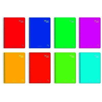 PACSA CUADERNO XTRA 80H FOLIO 60GR PAUTA 2,5CM TAPA DURA PACK 5 UD COLORES SURTIDOS