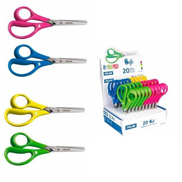 MILAN TIJERAS ESCOLARES ZURDOS 14CM ASIMÉTRICAS C/SURTIDOS