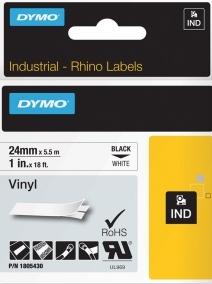 DYMO RHINO CINTA DE ETIQUETAS INDUSTRIAL ADHESIVA ID1-24, DE 24MM X 5,5M, NEGRO SOBRE BLANCO, VINILO