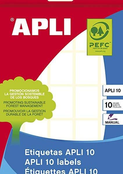 APLI ETIQUETAS ADHESIVAS 19X27MM ESCRITURA MANUAL C/ROMOS 25 X 10H BLANCO