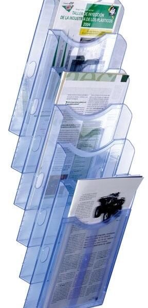 ARCHIVO 2000 EXPOSITOR MURAL ARCHIPLAY 6 COMPARTIMENTOS DIN A4 VERTICAL 190X235X685 MM AZUL TRANSPARENTE