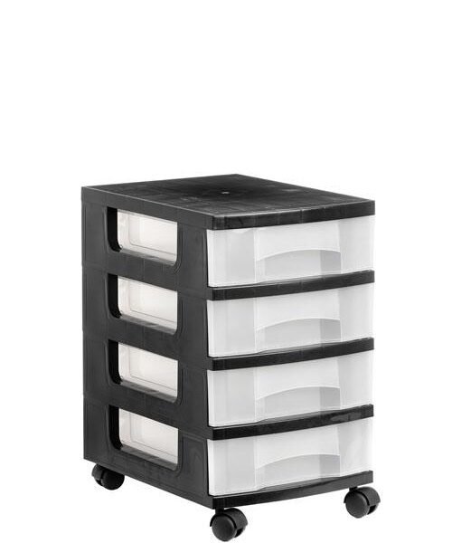 ARCHIVO 2000 TORRE DE ALMACENAJE ARCHIVO 2000 CON 4 CAJONES DE 6 LITROS. RUEDAS INCLUÍDAS 390X290X480 MM NEGRO