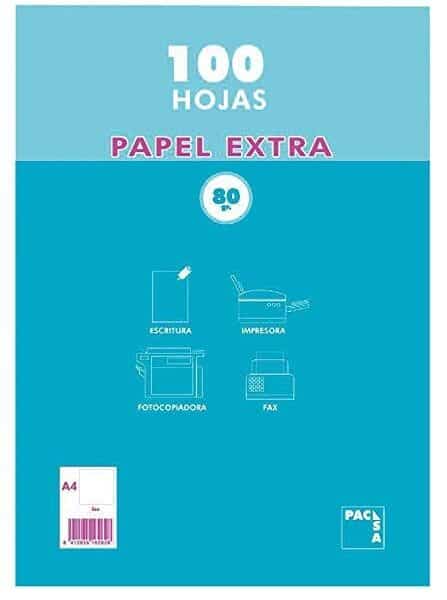 PACSA PAQUETE PAPEL EXTRA 100H A4 80GR 4X4MM SIN TALADROS RETRACTILADO BLANCO